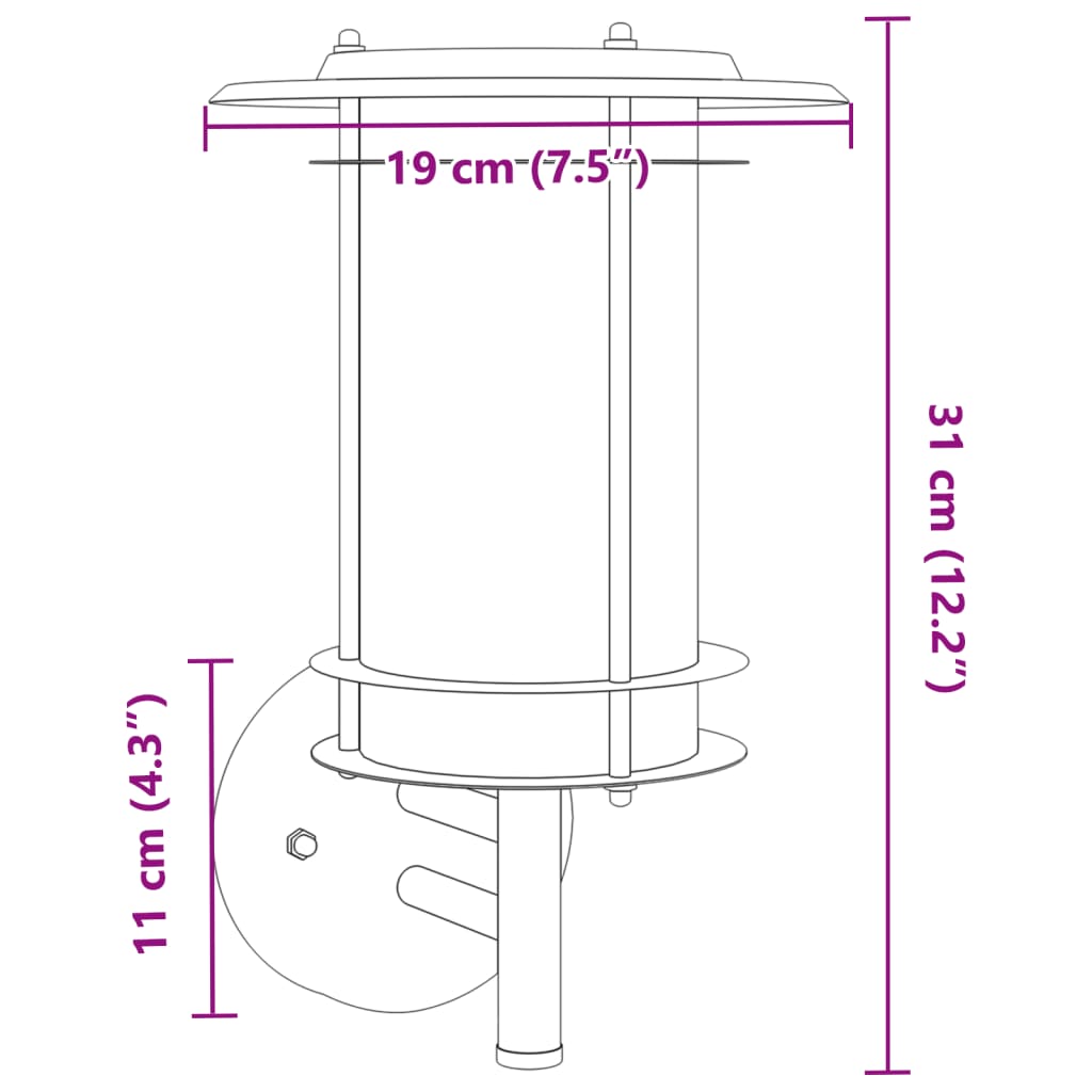 Applique da Esterno 2 pz Nere in Acciaio Inossidabile | homemem39