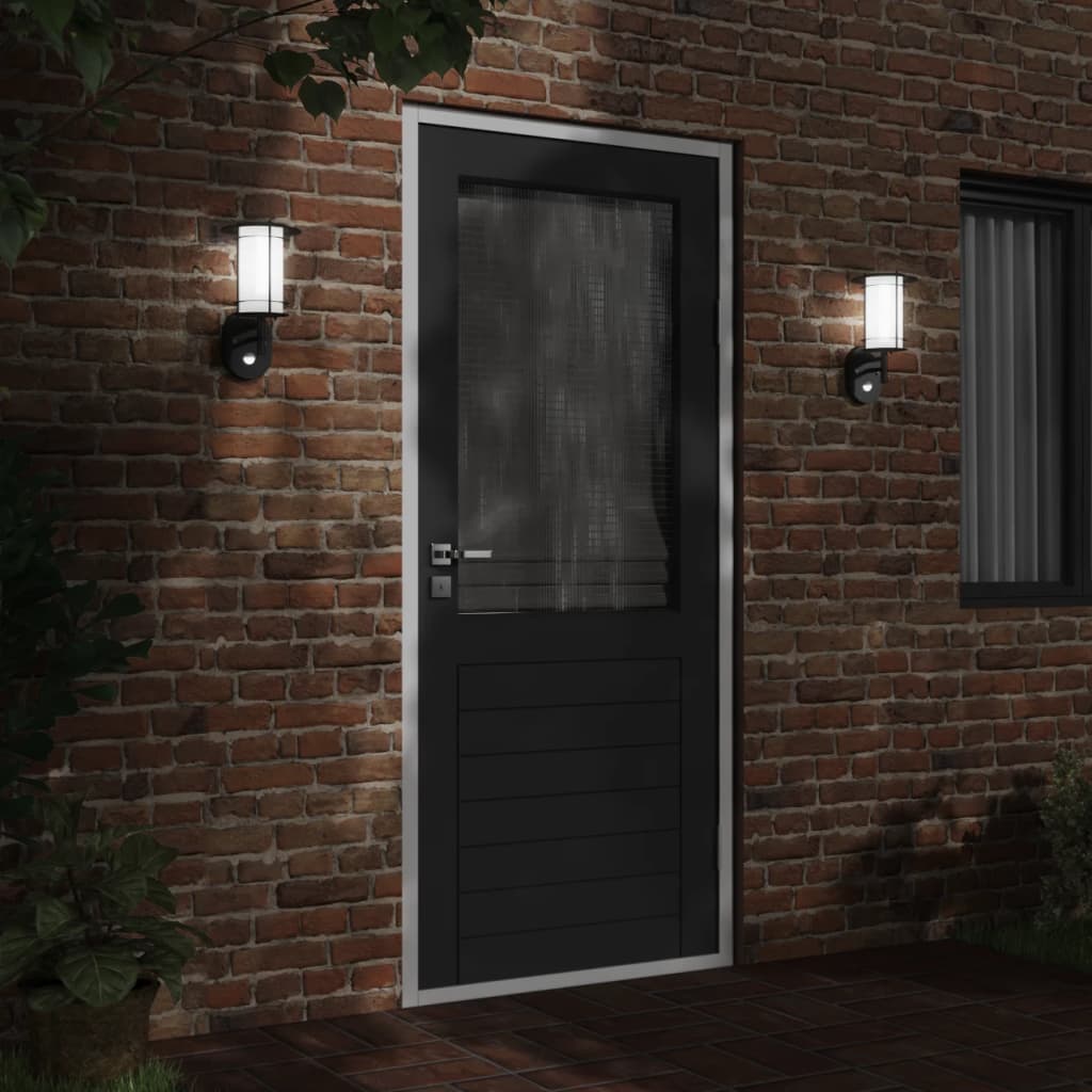Outdoor Wall Light with Sensor 2 pcs Black in Stainless Steel
