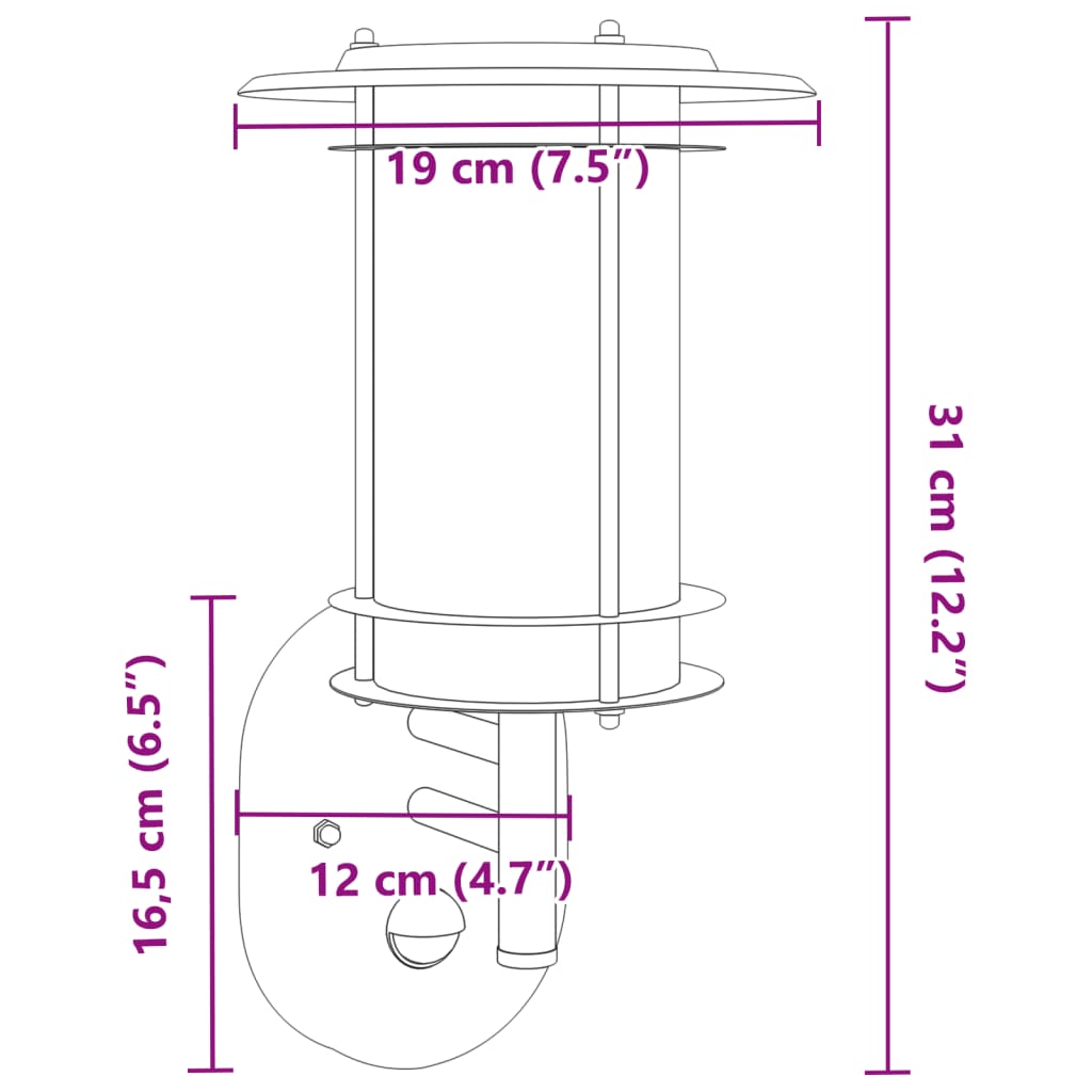 Outdoor Wall Light with Sensor 2 pcs Black in Stainless Steel