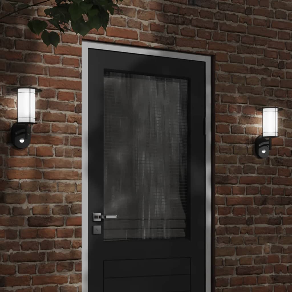 Outdoor Wall Light with Sensor 2 pcs Black in Stainless Steel