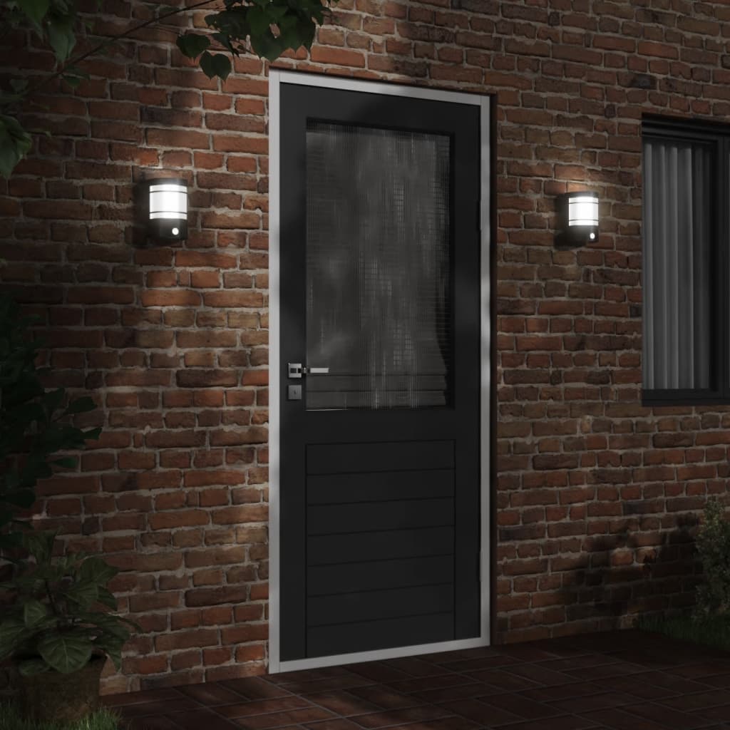 Applique per Esterno con Sensore 2 pz Nere in Acciaio Inox - homemem39