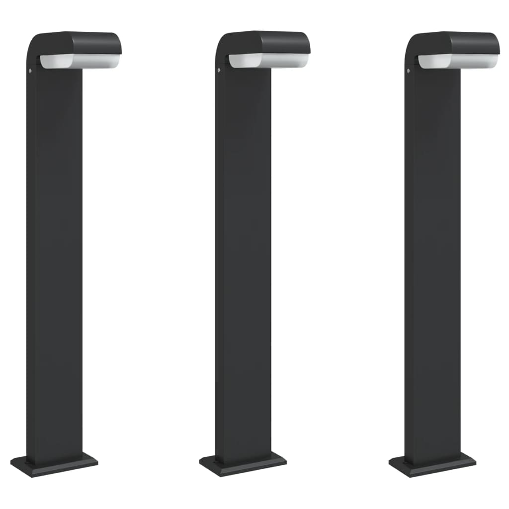 Lampade da Terra per Esterni 3pz Nere 80cm Alluminio Pressofuso - homemem39