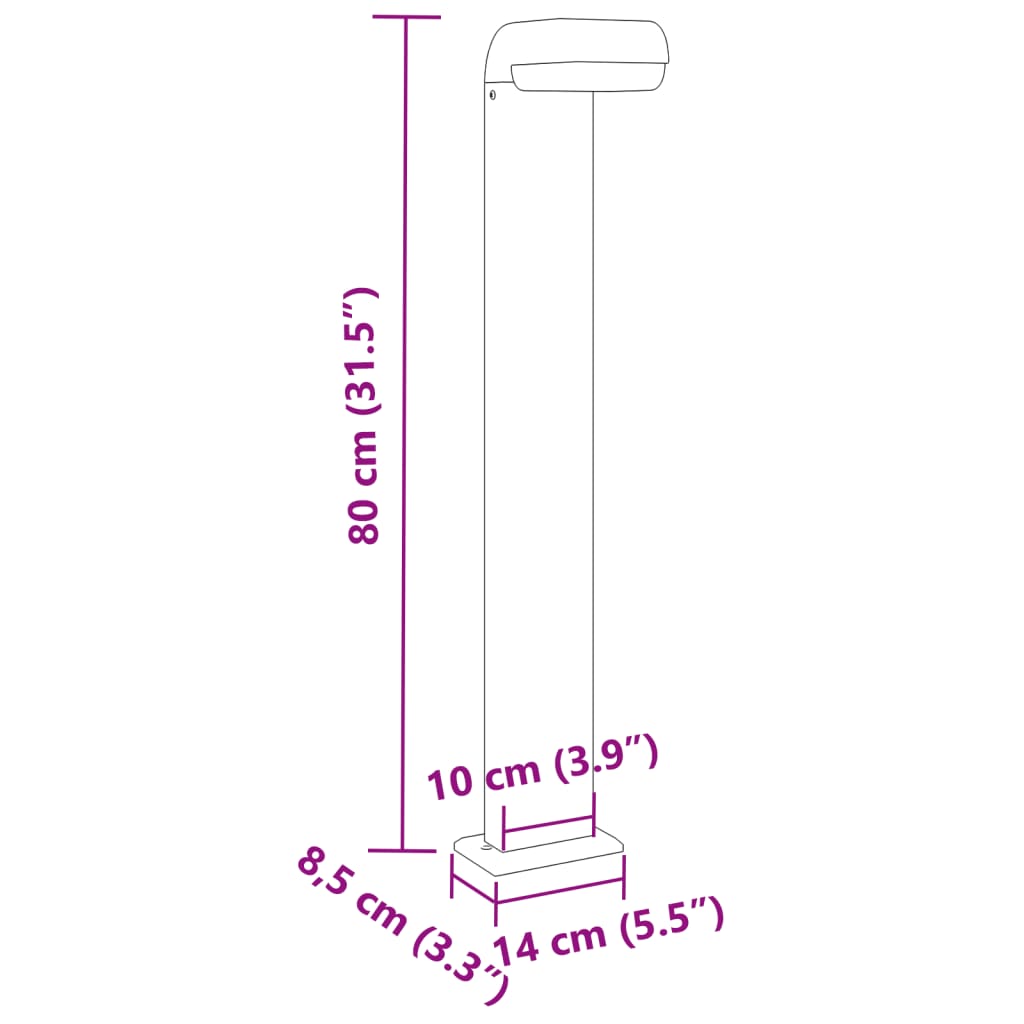 Lampade da Terra per Esterni 3pz Nere 80cm Alluminio Pressofuso - homemem39