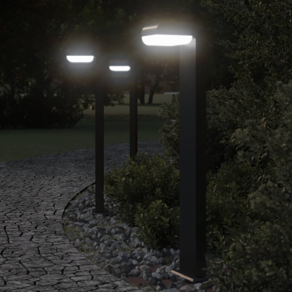 Lampade da Terra per Esterni 3pz Nere 80cm Alluminio Pressofuso - homemem39