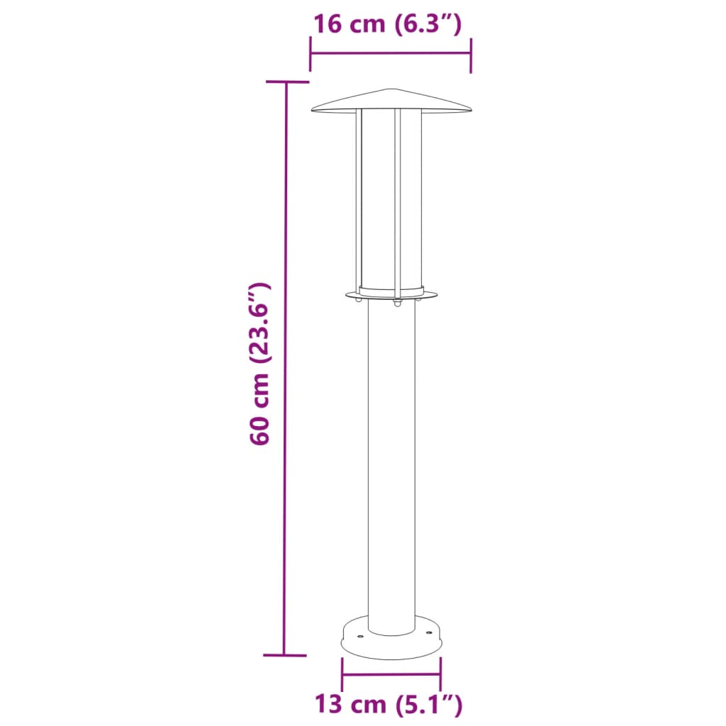 Lampade da Terra per Esterni 3 pz Argento 60 cm in Acciaio Inox | homemem39