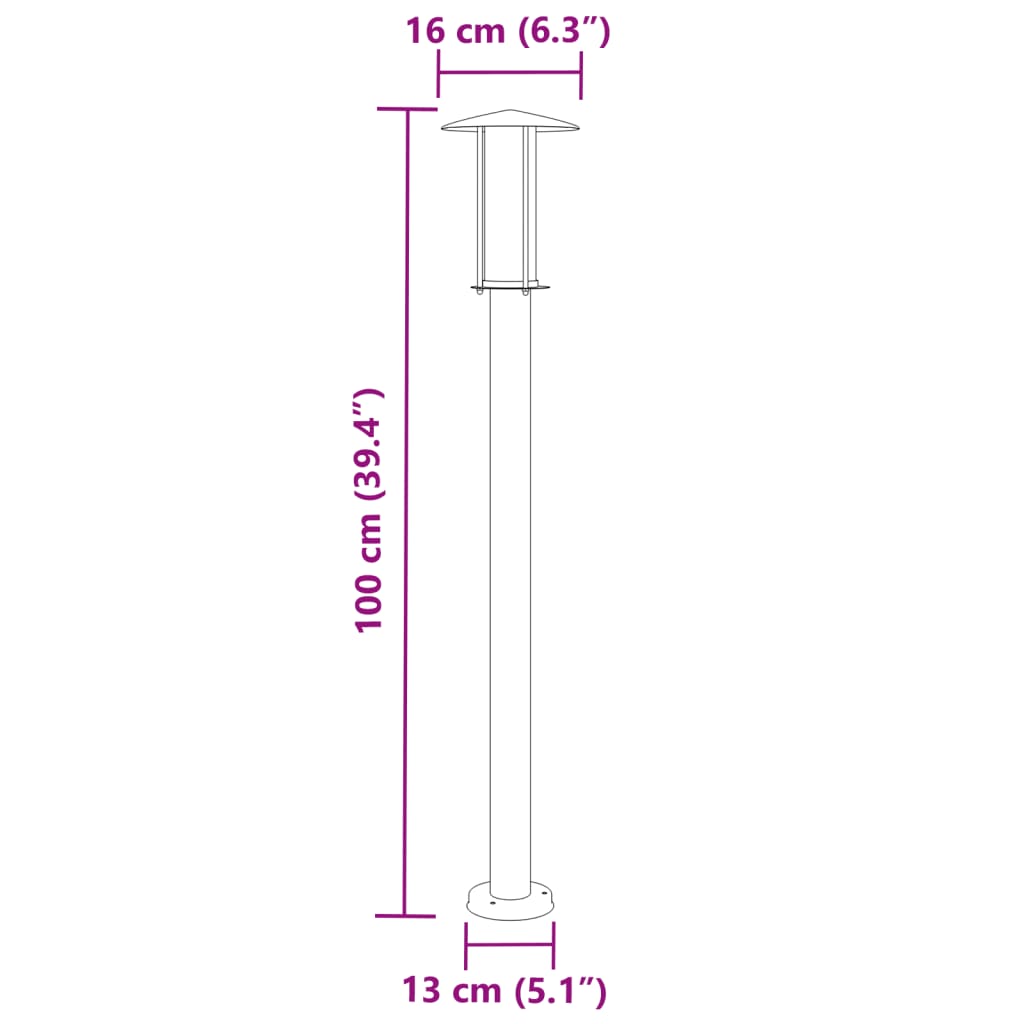 Lampada da Terra per Esterni Argento 100 cm in Acciaio Inox | homemem39