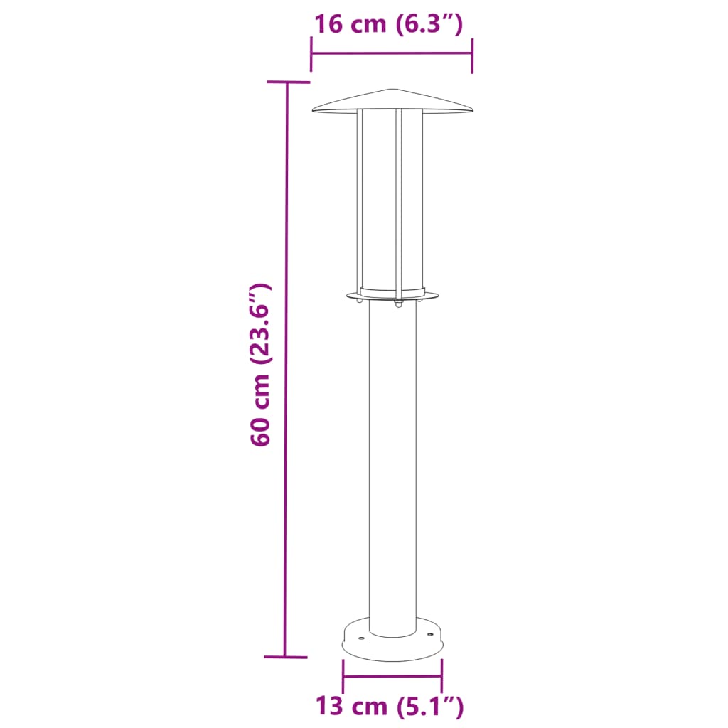 Lampada da Terra per Esterni Nera 60 cm in Acciaio Inox