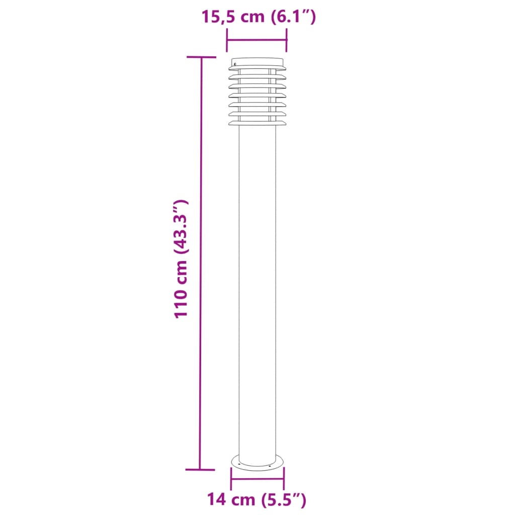 Lampada da Terra per Esterni Argento 110 cm in Acciaio Inox | homemem39