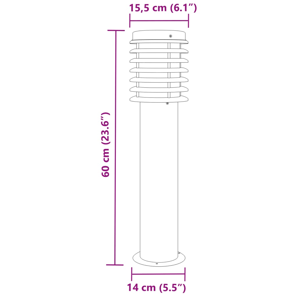 Lampade da Terra per Esterni 3 pz Nere 60 cm in Acciaio Inox | homemem39