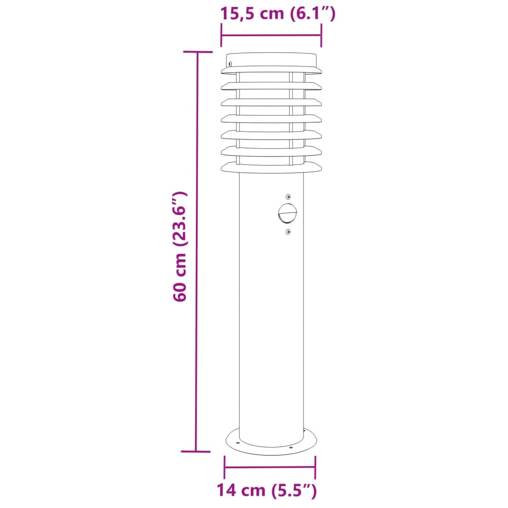 Lampada da Terra per Esterni Sensore Argento 60 cm in Acciaio | homemem39