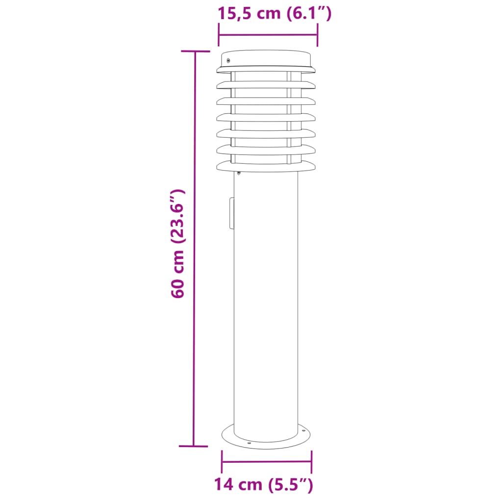 Lampada da Terra per Esterni con Presa Argento 60 cm in Acciaio | homemem39