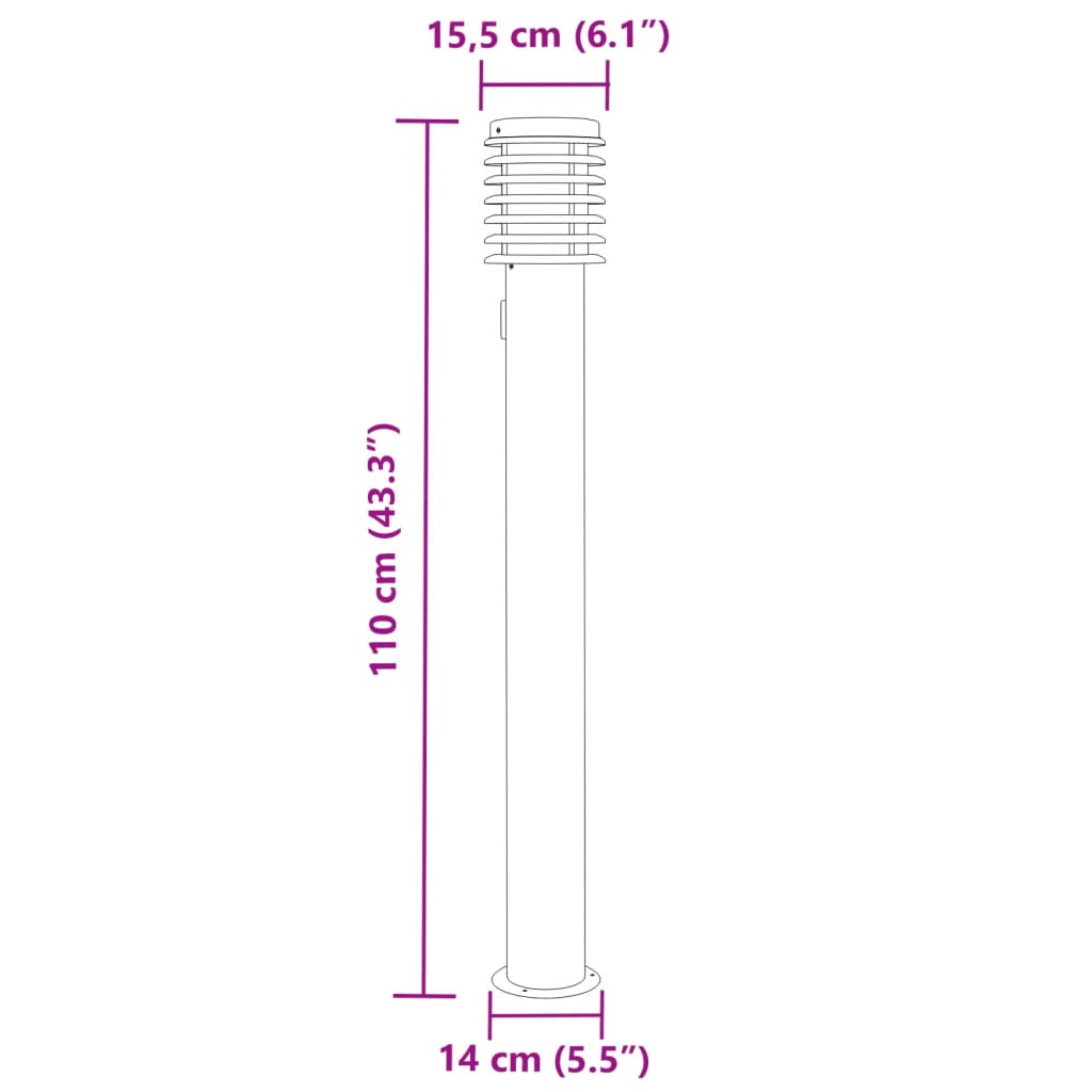 Lampada da Terra per Esterni Presa Argento 110 cm in Acciaio - homemem39