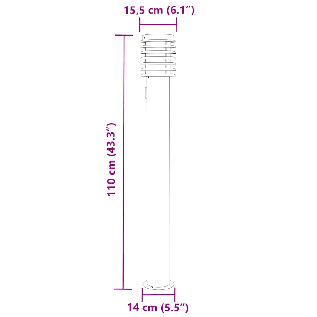 Lampade Terra per Esterni con Presa 3pz Nere 110cm Acciaio Inox | homemem39