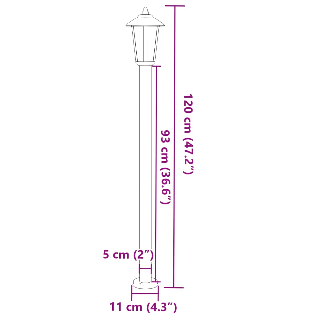 Lampada da Terra per Esterni Argento 120 cm in Acciaio Inox | homemem39