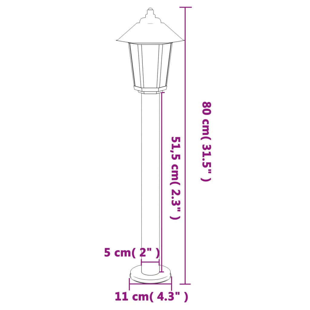Lampada da Terra per Esterni Nera 80 cm in Acciaio Inox | homemem39