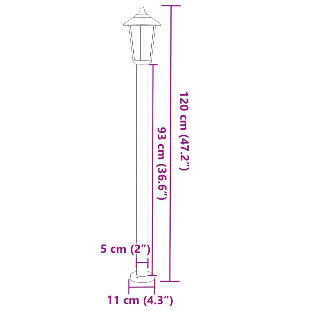 Lampade da Terra per Esterni 3 pz Nere 120 cm in Acciaio Inox | homemem39