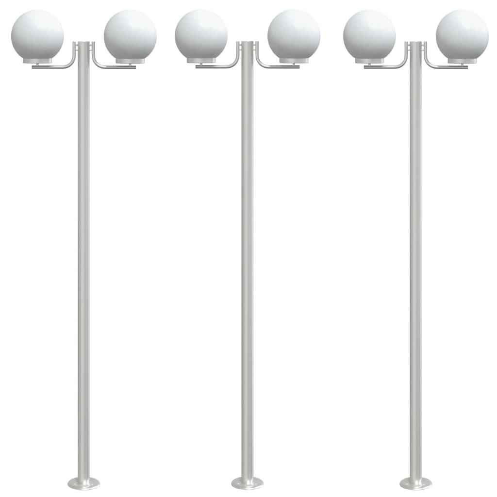 Lampade da Terra per Esterni 3pz Argento 215cm in Acciaio Inox - homemem39