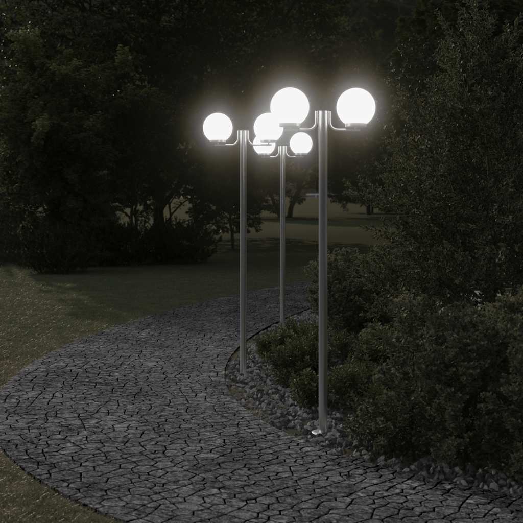 Lampade da Terra per Esterni 3pz Argento 215cm in Acciaio Inox - homemem39