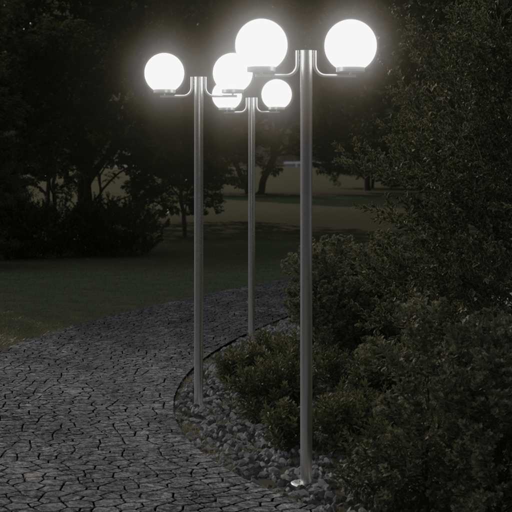 Lampade da Terra per Esterni 3pz Argento 215cm in Acciaio Inox - homemem39