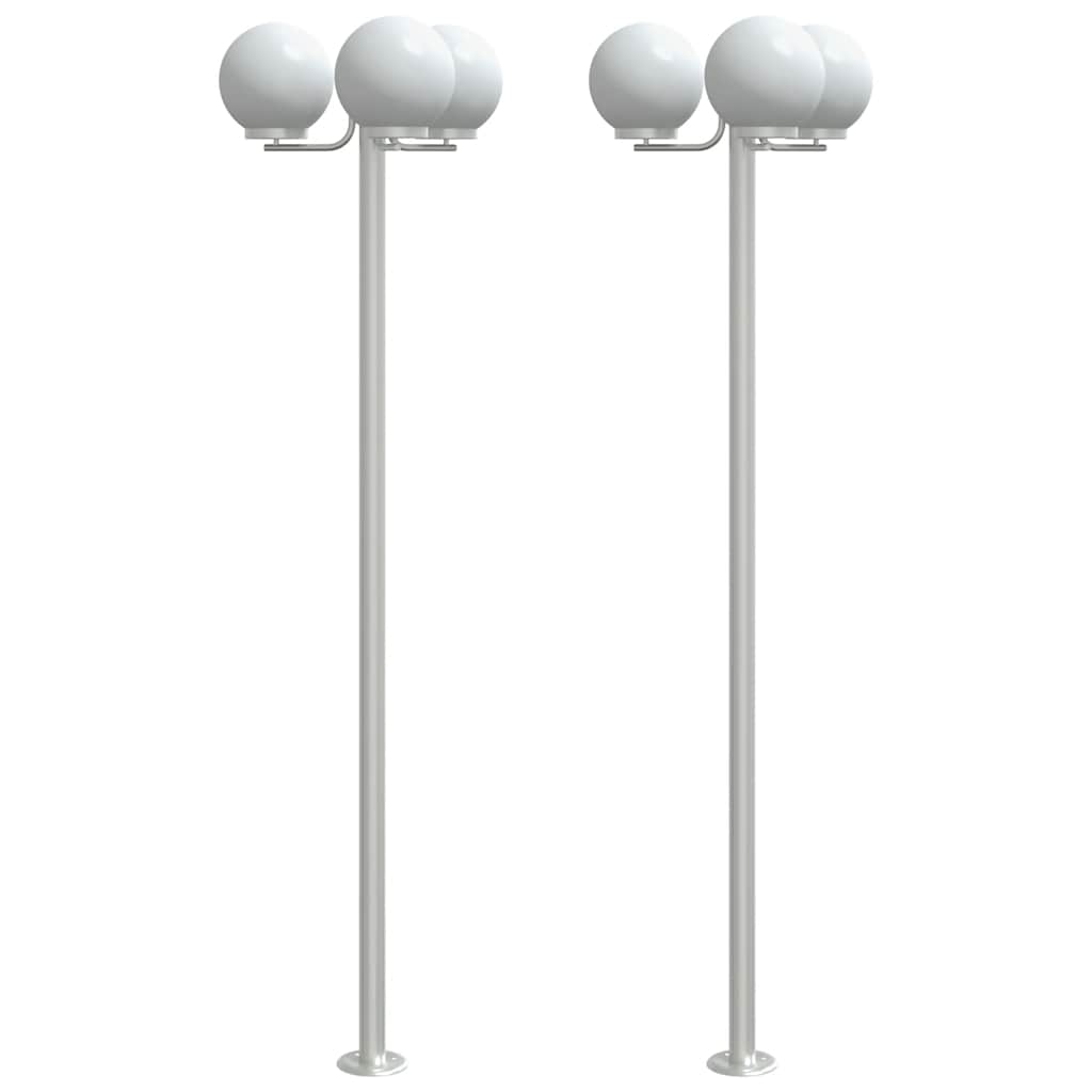 Lampade da Terra per Esterni 2pz Argento 215cm in Acciaio Inox - homemem39