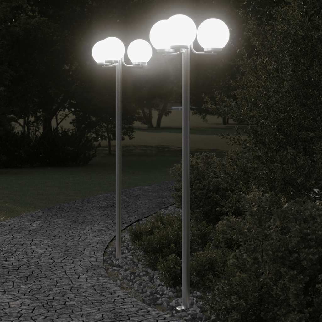 Lampade da Terra per Esterni 2pz Argento 215cm in Acciaio Inox - homemem39