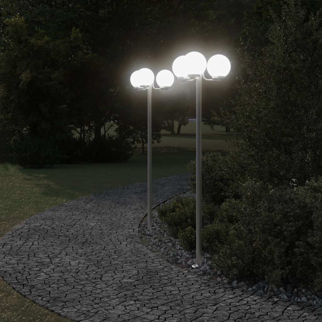 Lampade da Terra per Esterni 2pz Argento 215cm in Acciaio Inox - homemem39
