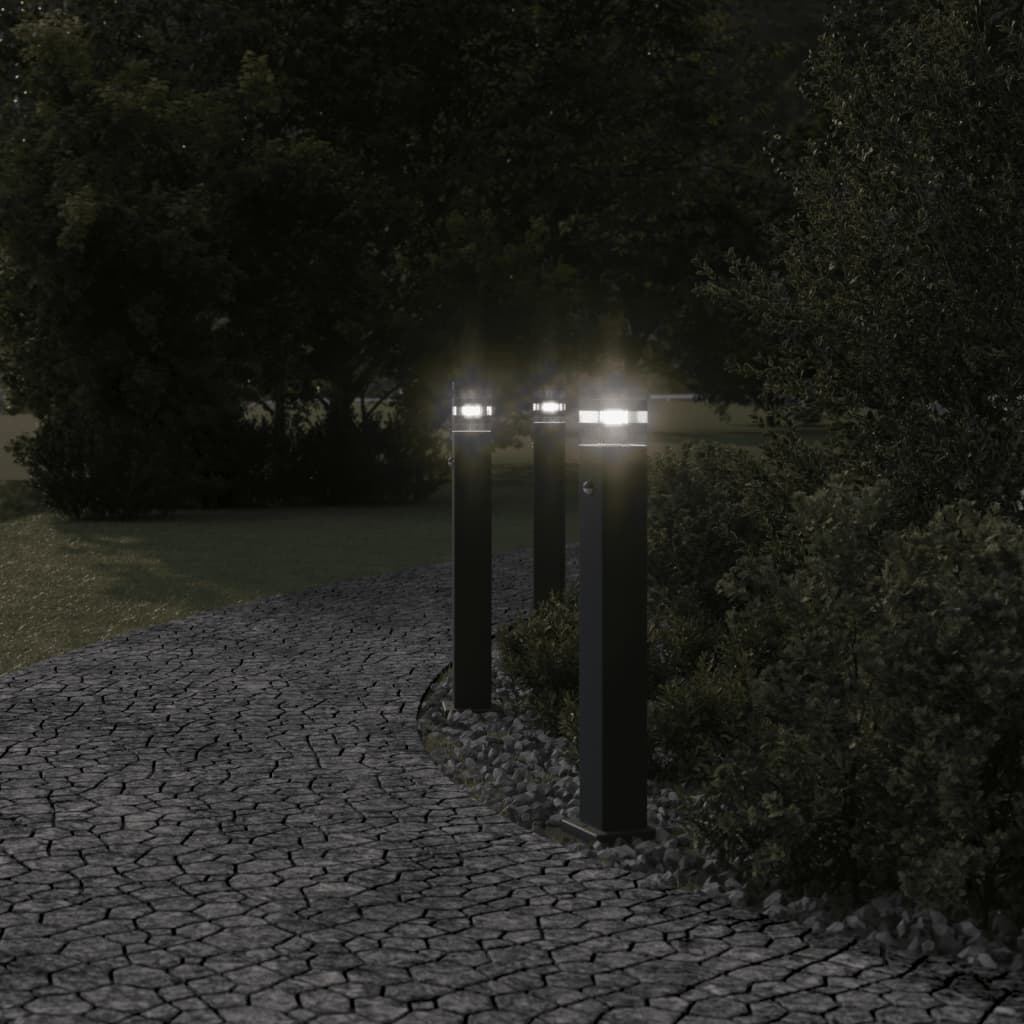 Outdoor Floor Lamp with Sensor Black 80cm in Aluminium