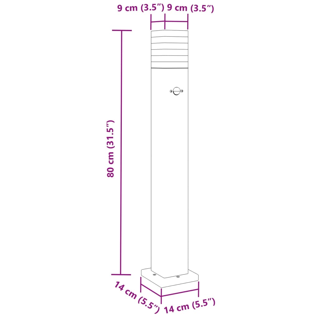 Lampada da Terra per Esterni con Sensore Nera 80cm in Alluminio | homemem39