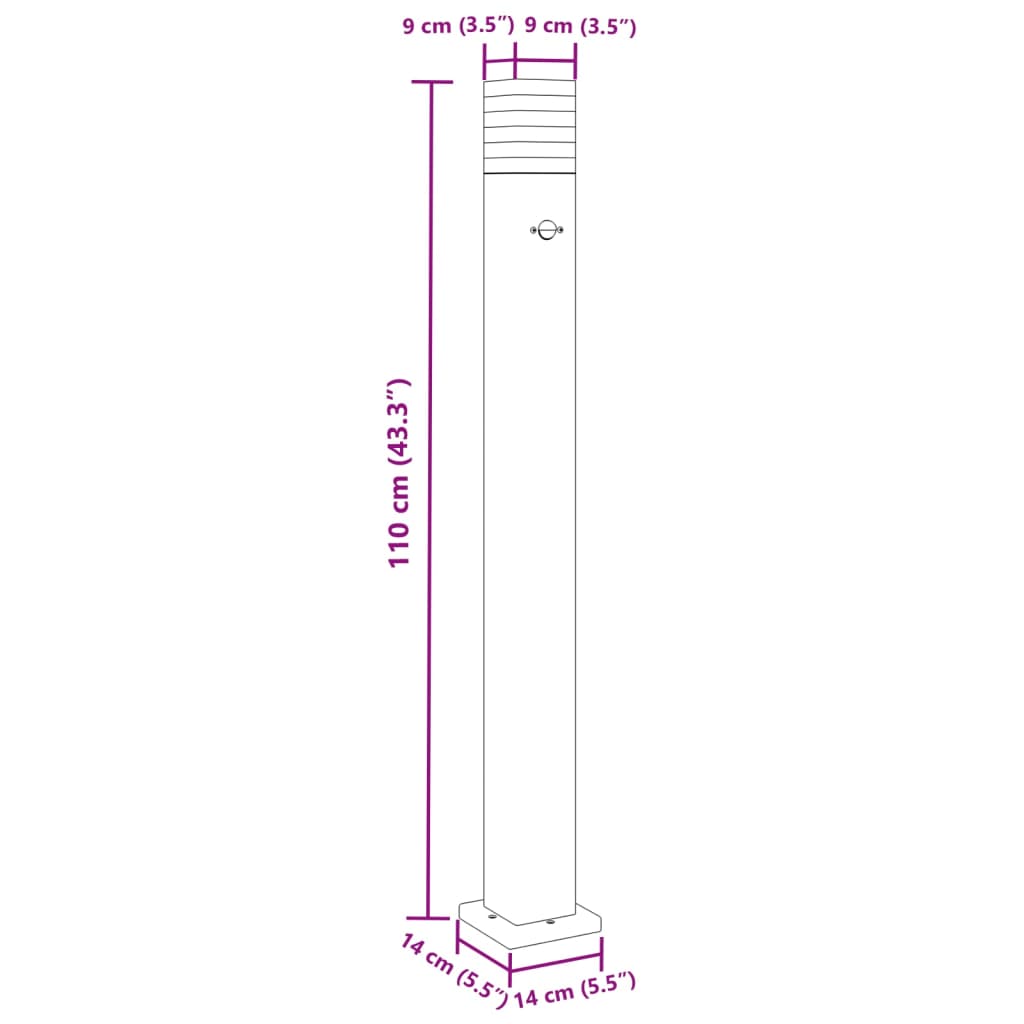 Lampada da Terra per Esterni con Sensore Nera 110cm Alluminio | homemem39