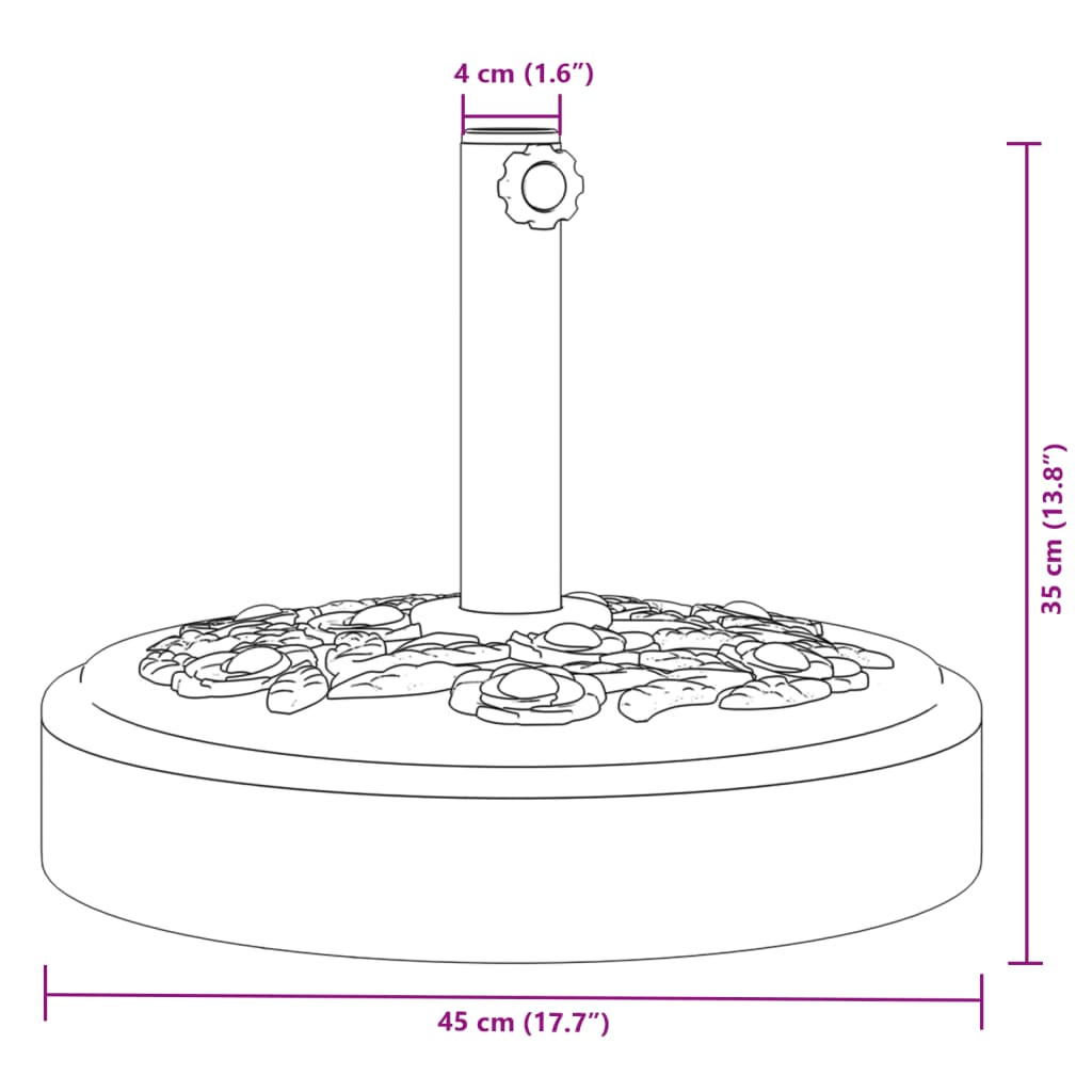 Base per Ombrellone per Pali Ø38/48 mm 25 kg Rotonda | homemem39
