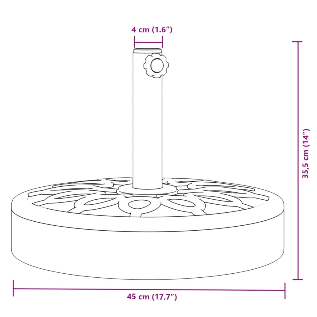 Base per Ombrellone per Pali Ø38/48 mm 25 kg Rotonda | homemem39
