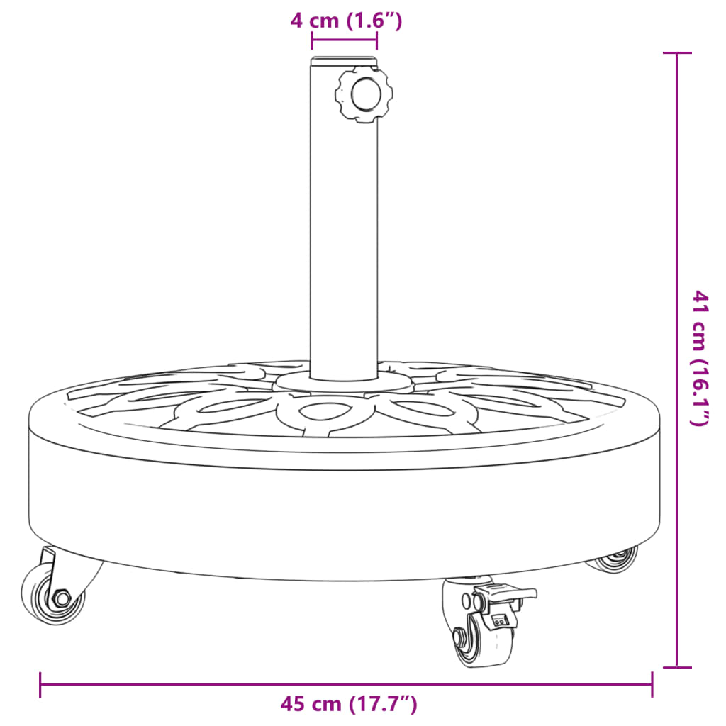 Base per Ombrellone con Ruote per Pali Ø38/48 mm 27 kg Rotonda | homemem39