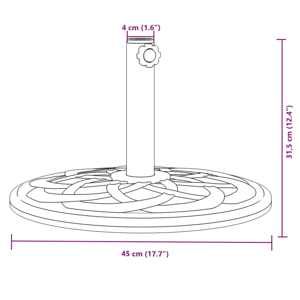 Base per Ombrellone per Pali Ø38/48 mm 12 kg Rotonda | homemem39