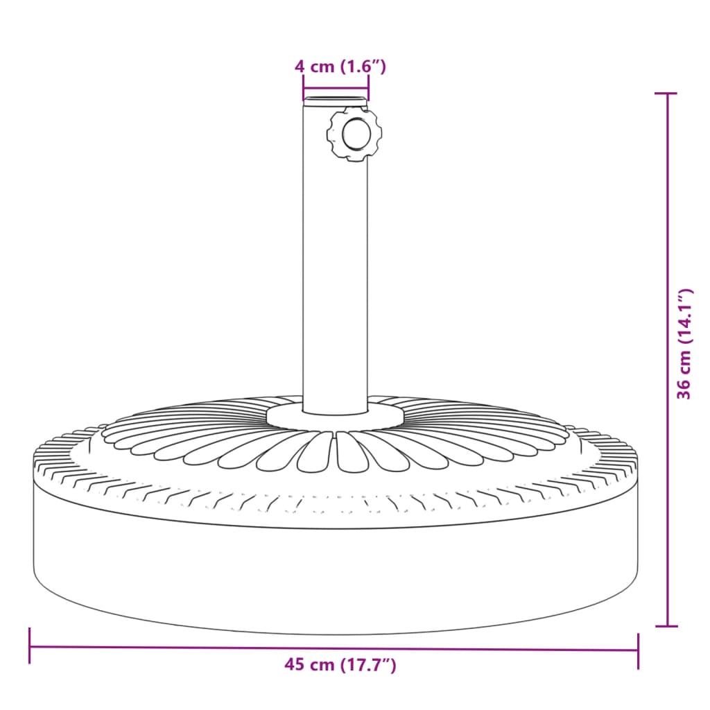 Base per Ombrellone per Pali Ø38/48 mm 25 kg Rotonda | homemem39