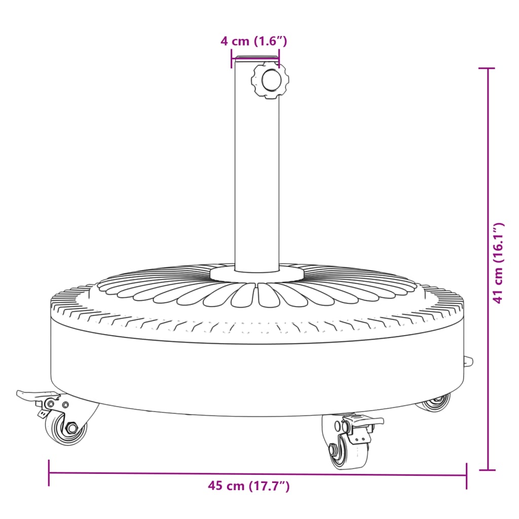 Base per Ombrellone con Ruote per Pali Ø38/48 mm 27 kg Rotonda | homemem39