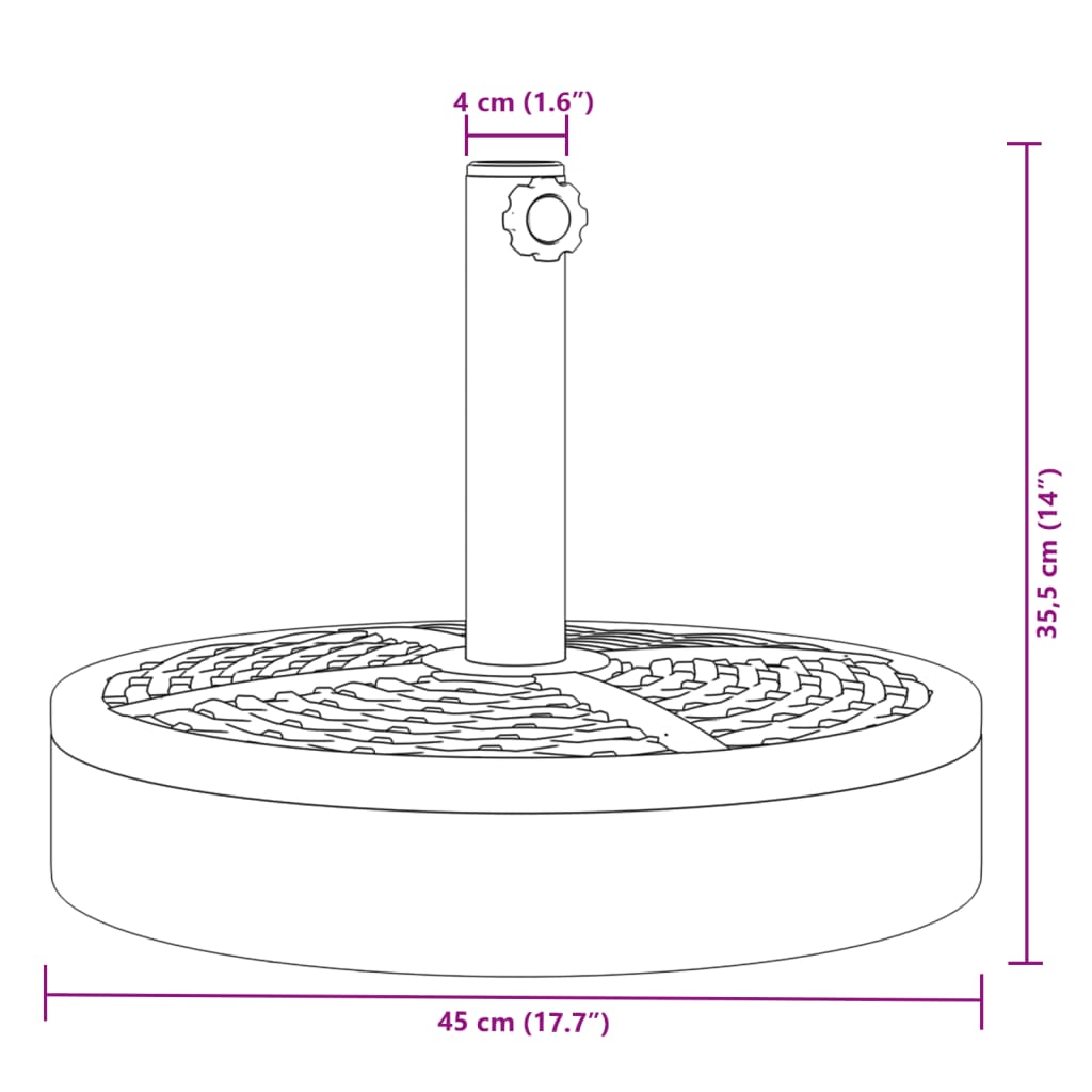 Base per Ombrellone per Pali Ø38/48 mm 25 kg Rotonda | homemem39