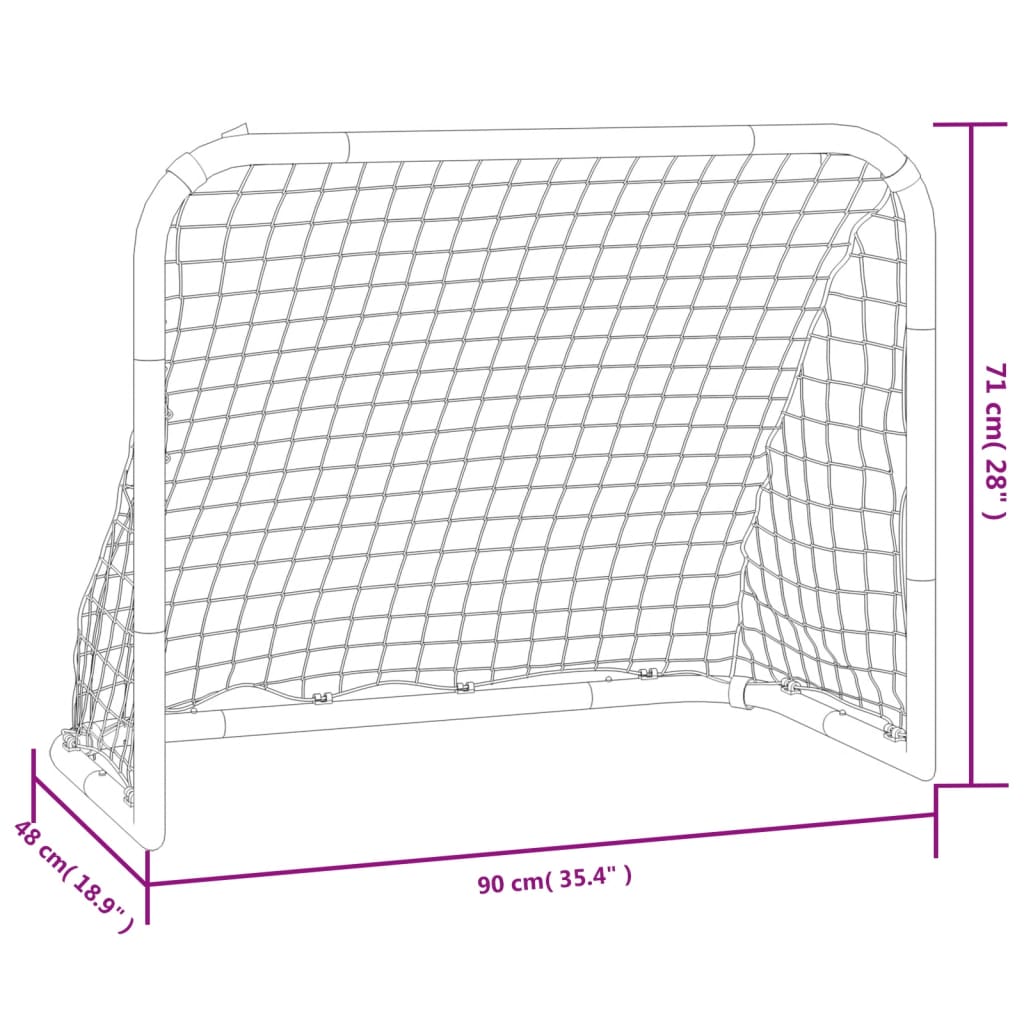 Porta da Calcio con Rete Rossa e Nera 90x48x71 cm in Acciaio | homemem39