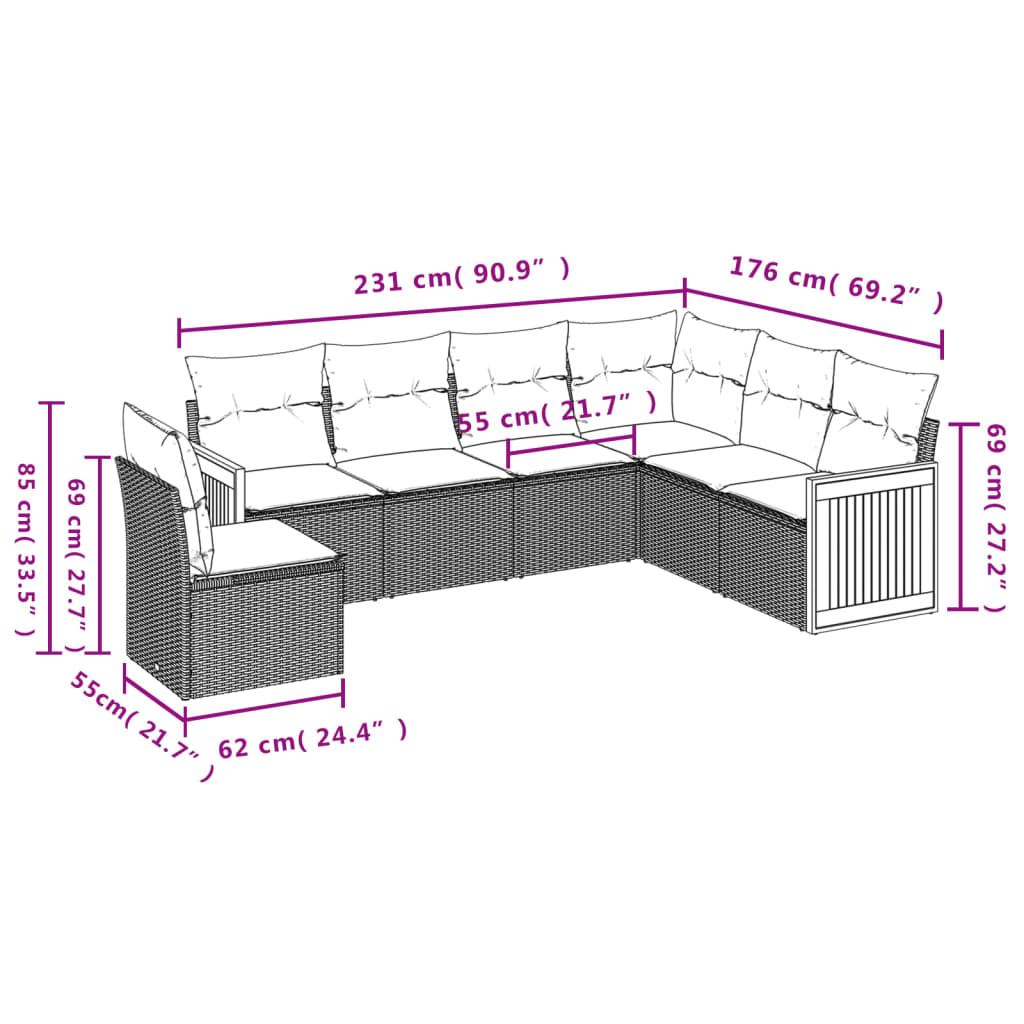 Set Divano da Giardino 6 pz con Cuscini Grigio in Polyrattan | homemem39