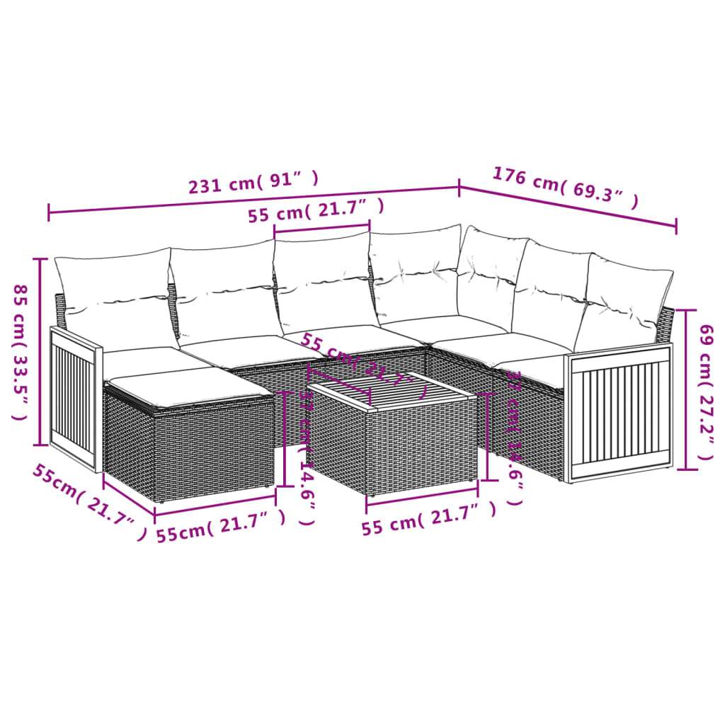Set Divani da Giardino con Cuscini 8 pz Nero in Polyrattan - homemem39