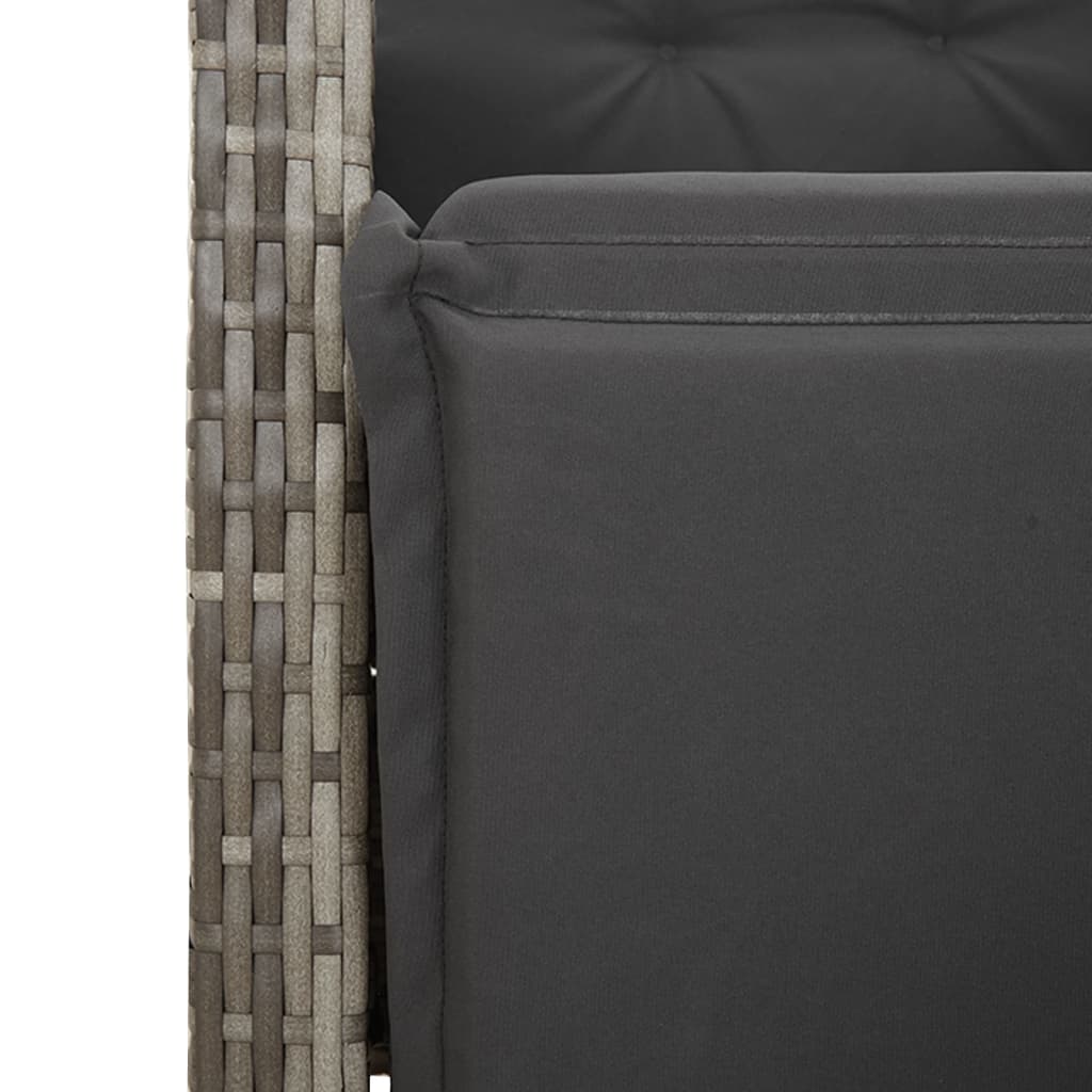 Set da Pranzo da Giardino 9 pz con Cuscini in Polyrattan Grigio