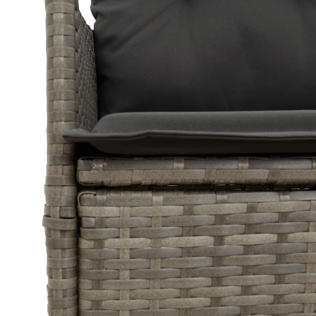 Set da Pranzo da Giardino 9 pz con Cuscini in Polyrattan Grigio