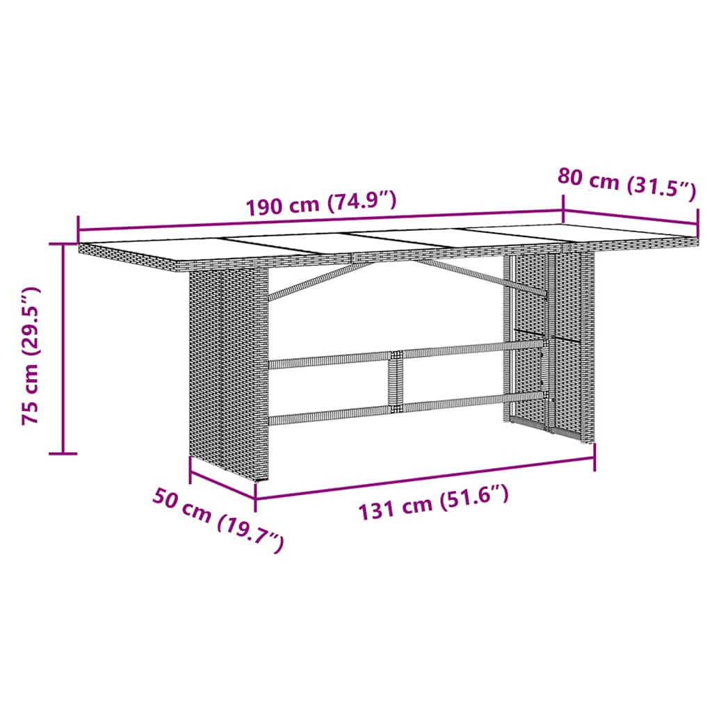 Set da Pranzo da Giardino 7pz con Cuscini in Polyrattan Marrone