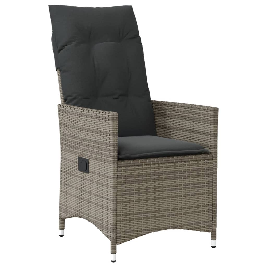 Set Bistrò da Giardino 9 pz con Cuscini in Polyrattan Grigio