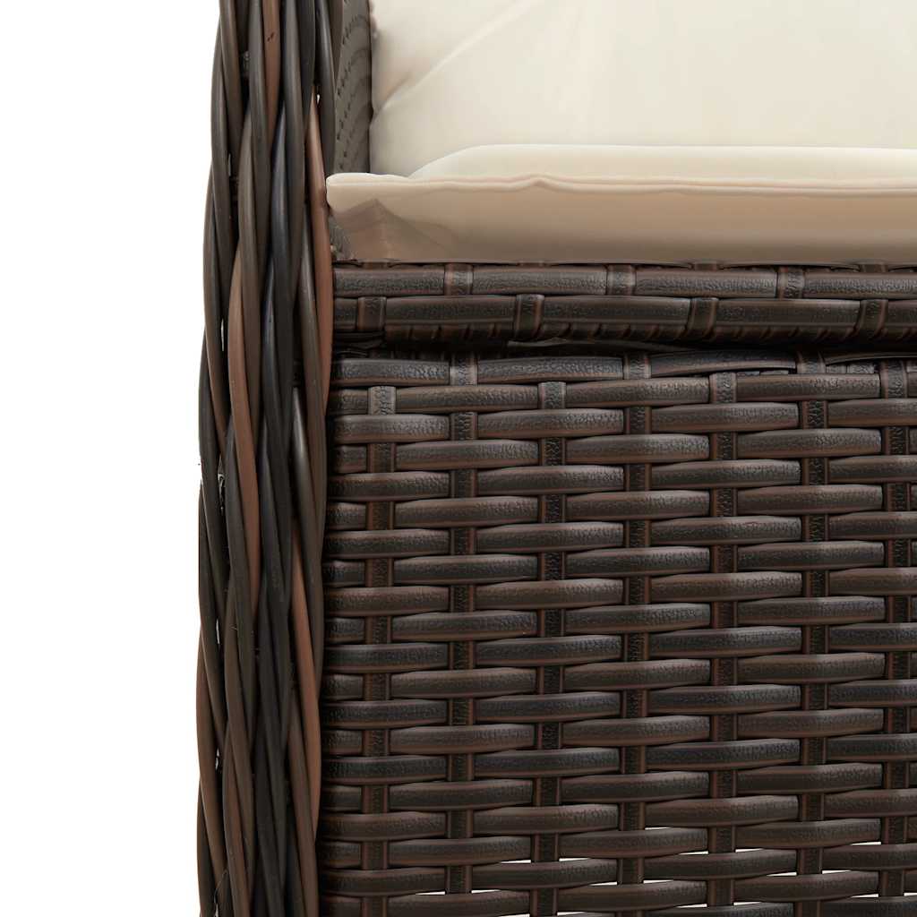 Set Bistrò da Giardino 11 pz con Cuscini in Polyrattan Marrone