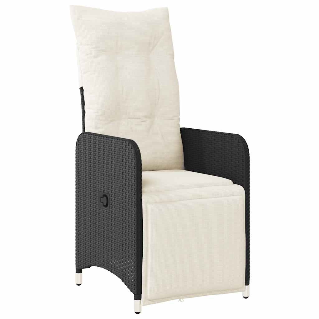 Set da Bistrò da Giardino 11 pz con Cuscini Nero in Polyrattan