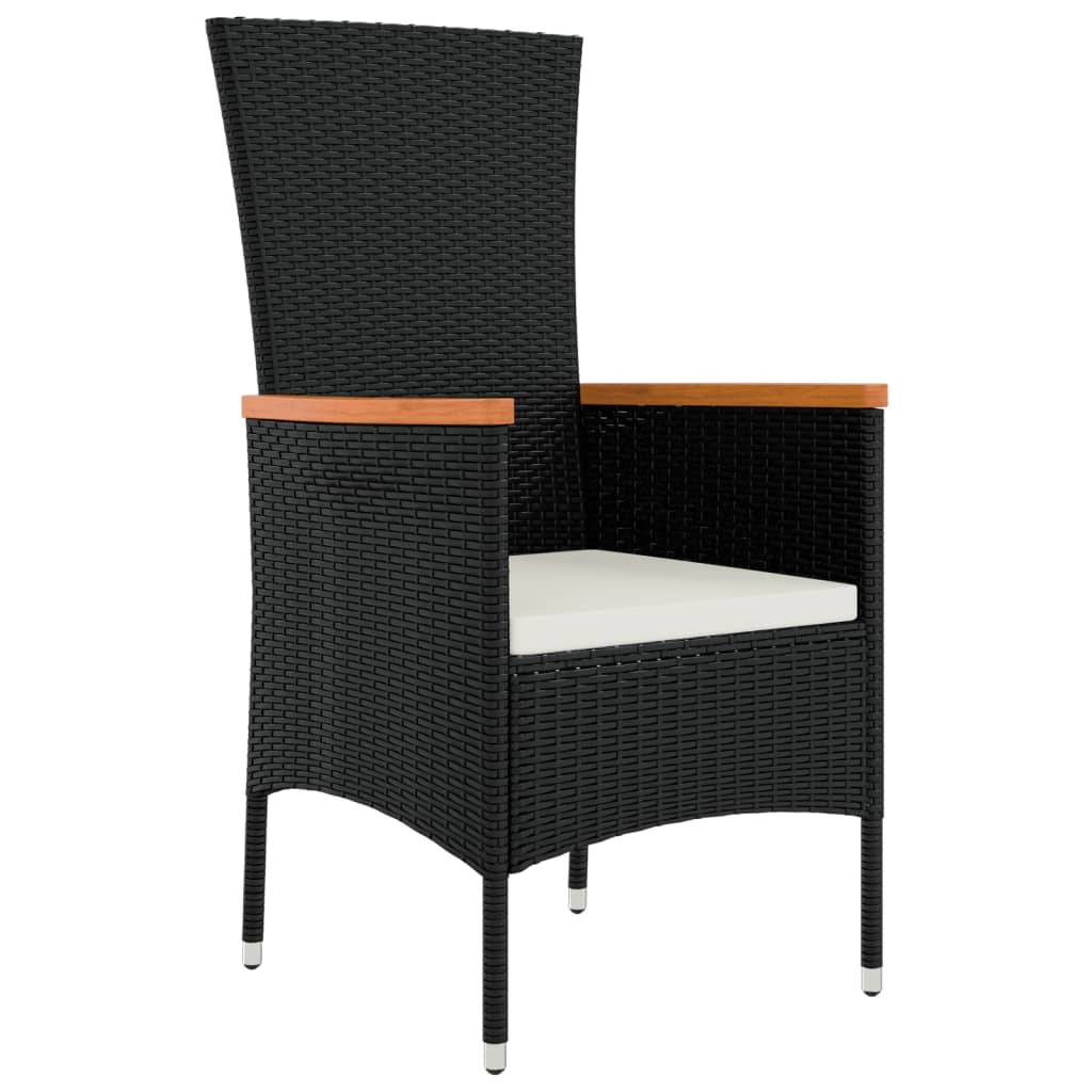 Set da Pranzo da Giardino 11 pz con Cuscini in Polyrattan Nero