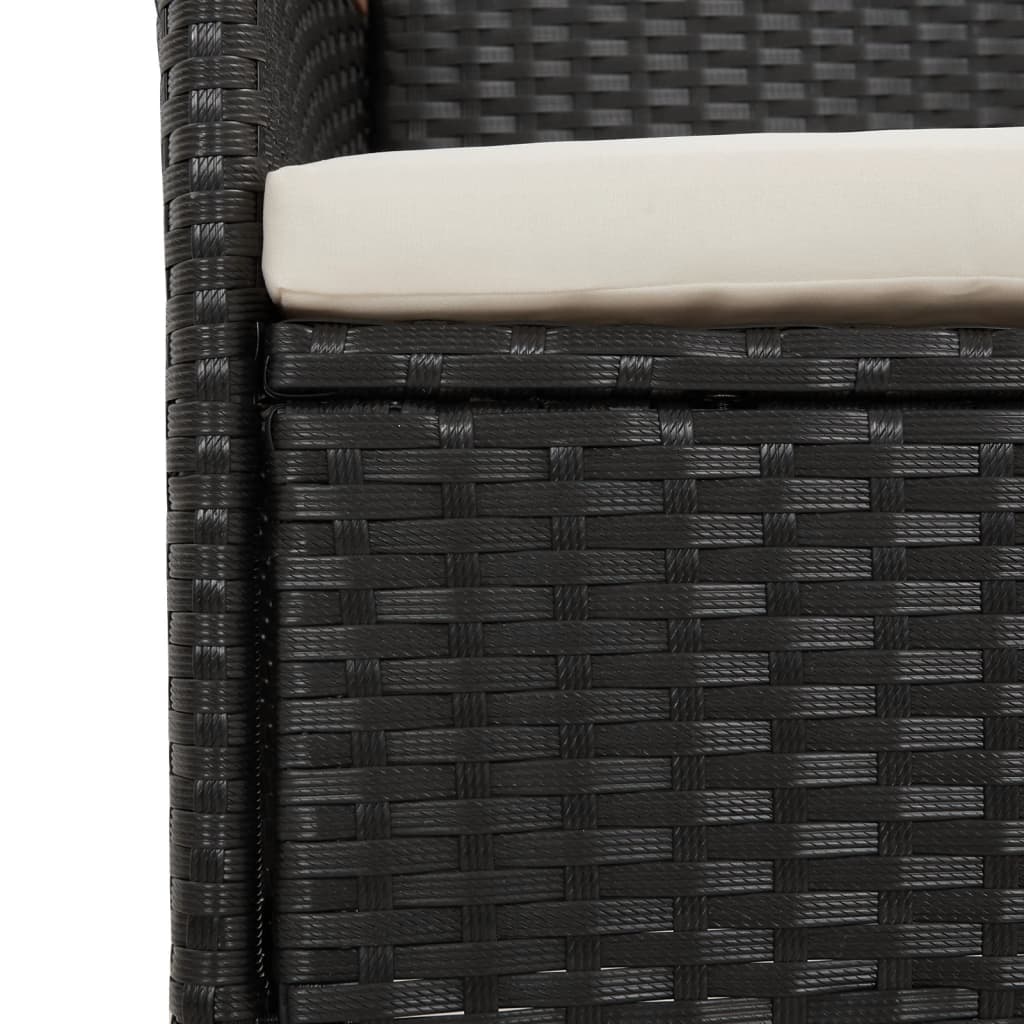 Set da Pranzo da Giardino 11 pz con Cuscini in Polyrattan Nero