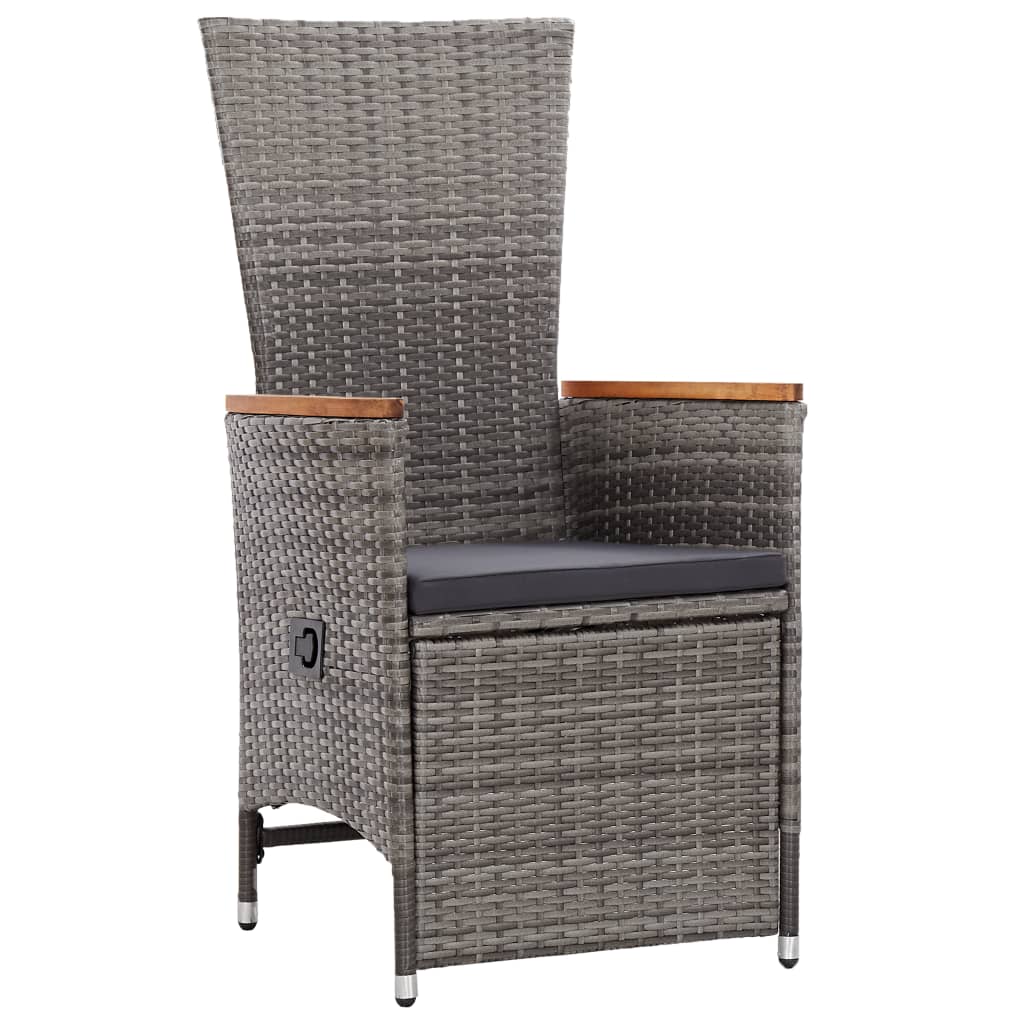 Set da Pranzo da Giardino 11pz con Cuscini in Polyrattan Grigio