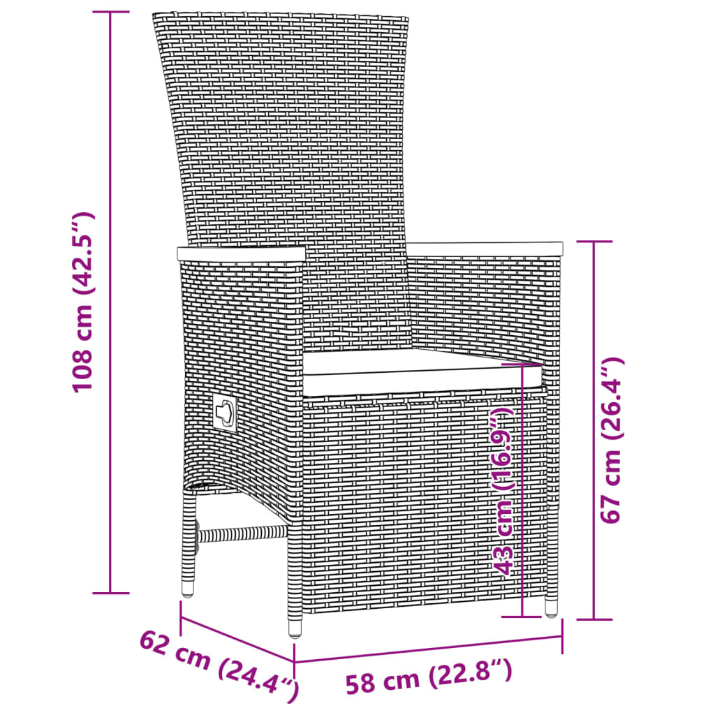 Set da Pranzo da Giardino 11pz con Cuscini in Polyrattan Grigio | homemem39