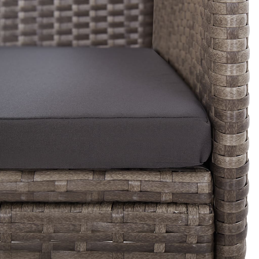 Set da Pranzo da Giardino 11pz con Cuscini in Polyrattan Grigio
